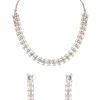 8466-silver-finish-necklace-set-in-mix-metal-with-modern-geometric-style-and-white-cubic-zirconia-accents-1.webp Silver Finish Necklace Set In Mix Metal With Modern Geometric Style And White Cubic Zirconia Accents
