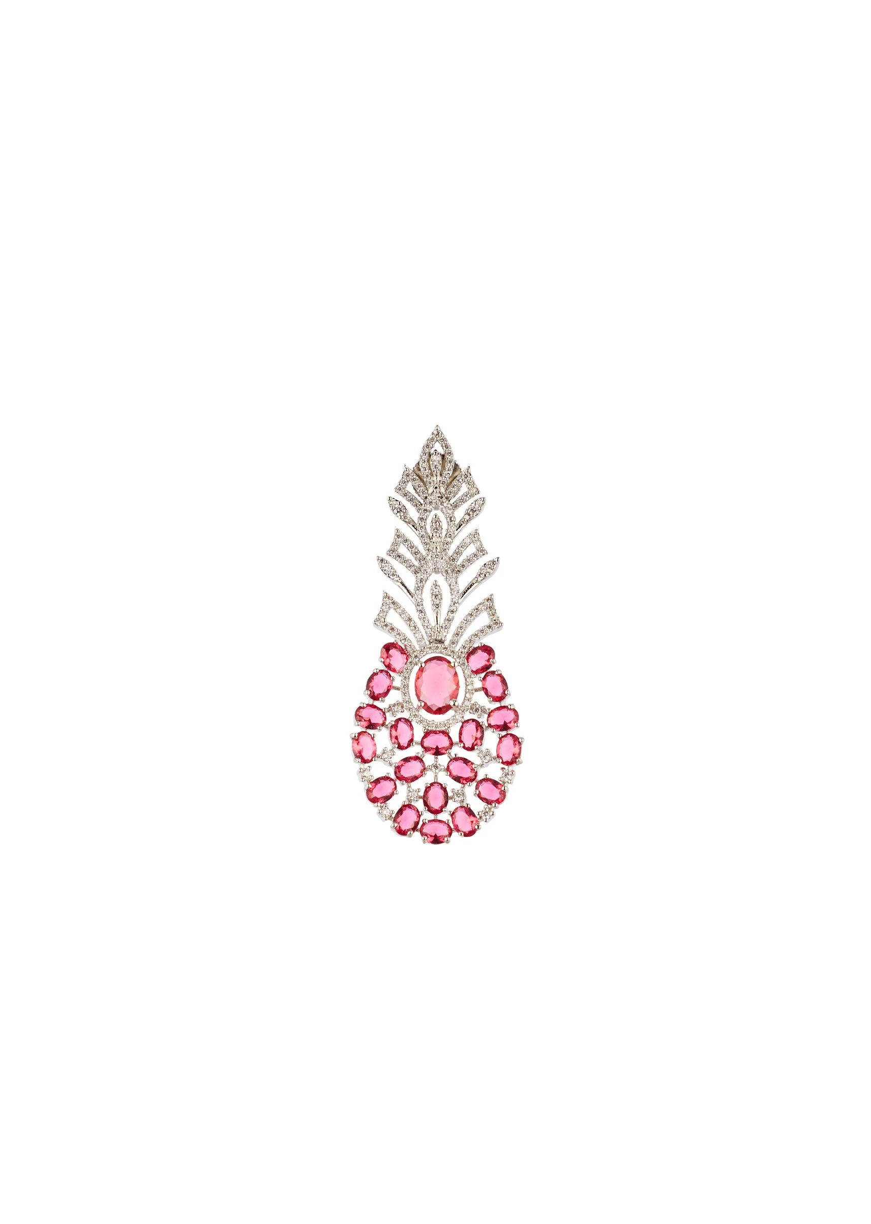 8467-rani-pink-cz-diamond-anti-tarnish-finish-gemstone-necklace-set-in-rhodium-plated-brass-3.webp Rani Pink CZ Diamond Anti Tarnish Finish Gemstone Necklace Set in Rhodium Plated Brass