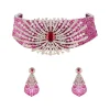 8468-rani-pink-anti-tarnish-rhodium-plated-brass-long-necklace-set-with-cz-diamond-and-gem-stones-1.webp Rani Pink Anti Tarnish Rhodium Plated Brass Long Necklace Set with CZ Diamond and Gem Stones