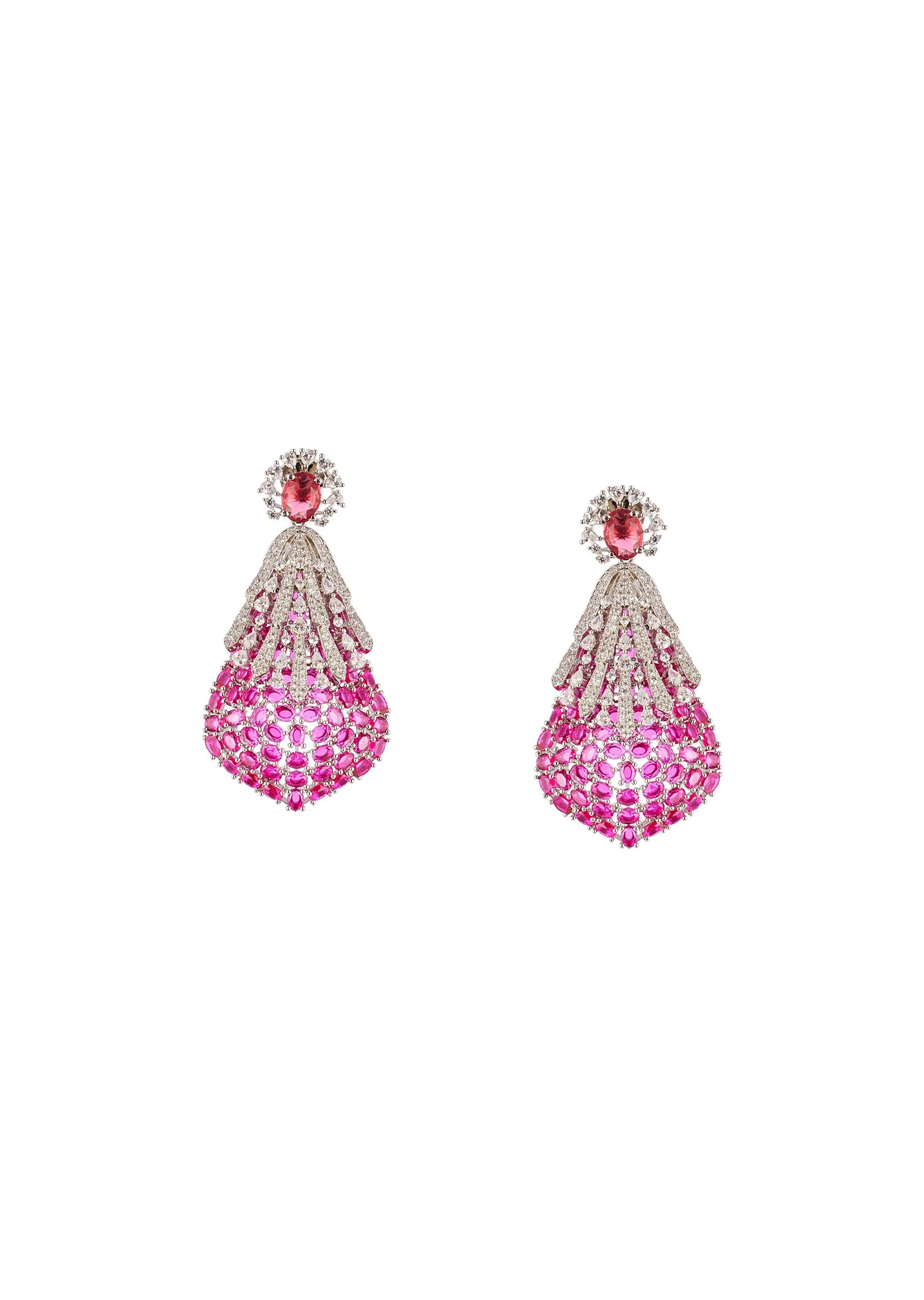 8468-rani-pink-anti-tarnish-rhodium-plated-brass-long-necklace-set-with-cz-diamond-and-gem-stones-3.webp Rani Pink Anti Tarnish Rhodium Plated Brass Long Necklace Set with CZ Diamond and Gem Stones