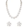 8470-silver-finish-necklace-set-in-mix-metal-with-contemporary-floral-style-and-white-cubic-zirconia-accents-1.webp Silver Finish Necklace Set In Mix Metal With Contemporary Floral Style And White Cubic Zirconia Accents