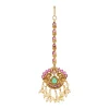 8472-gold-finish-maangtikka-with-temple-style-motifs-and-pink-and-green-simulated-stones-2.webp Gold Finish Maangtikka With Temple Style Motifs And Pink and Green Simulated Stones