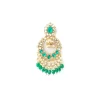 Gold Plated Chandelier Earrings With Sparkling Kundan Green Gemstones And Pearl Drop Earrings