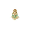 Gold Plated Green Kundan Polki With Pearl Strands And Emerald Green Bead Detailing Necklace Earrings Set