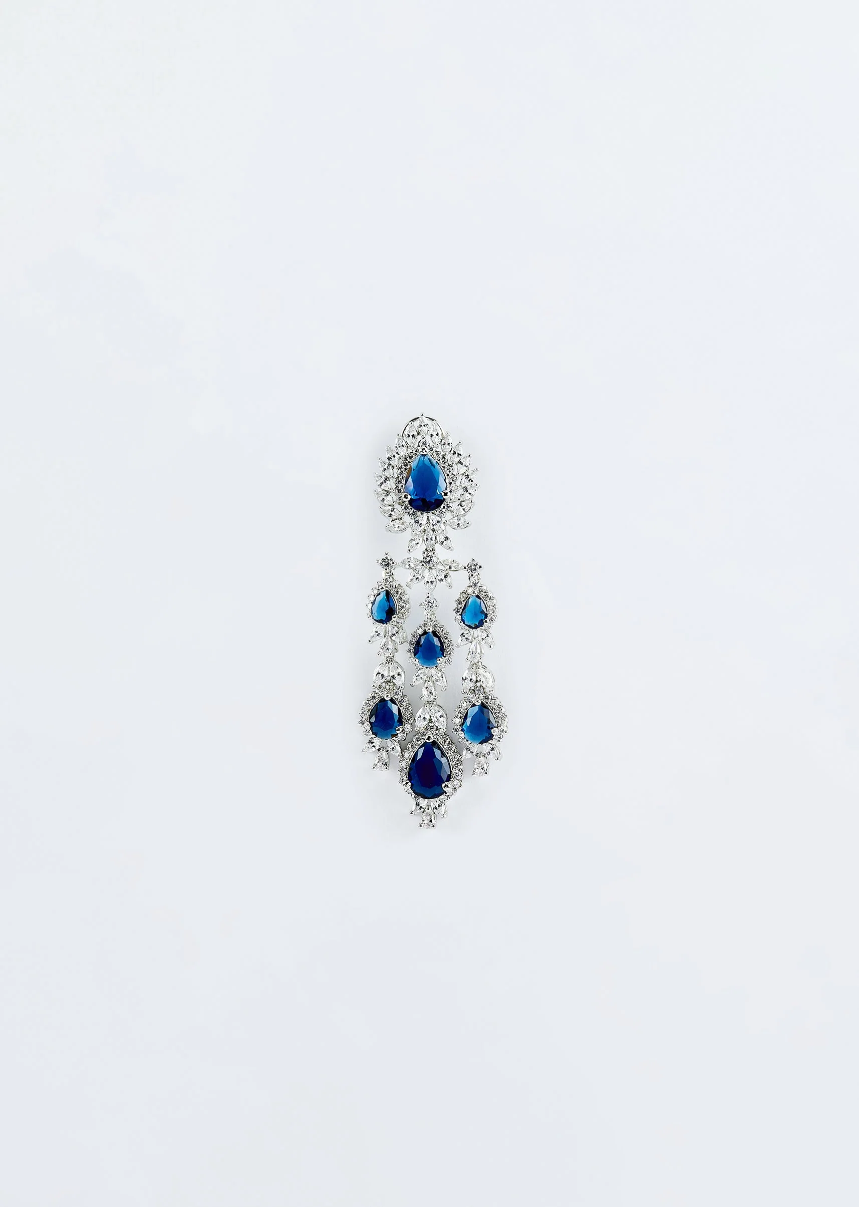 Silver Plated Blue Zircon Short Necklace Set With Dangler Earrings And Maangtikka