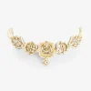 Gold Tone Choker Necklace And Stud Earring Set With Stone Detailing