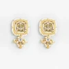 Gold Tone Choker Necklace And Stud Earring Set With Stone Detailing
