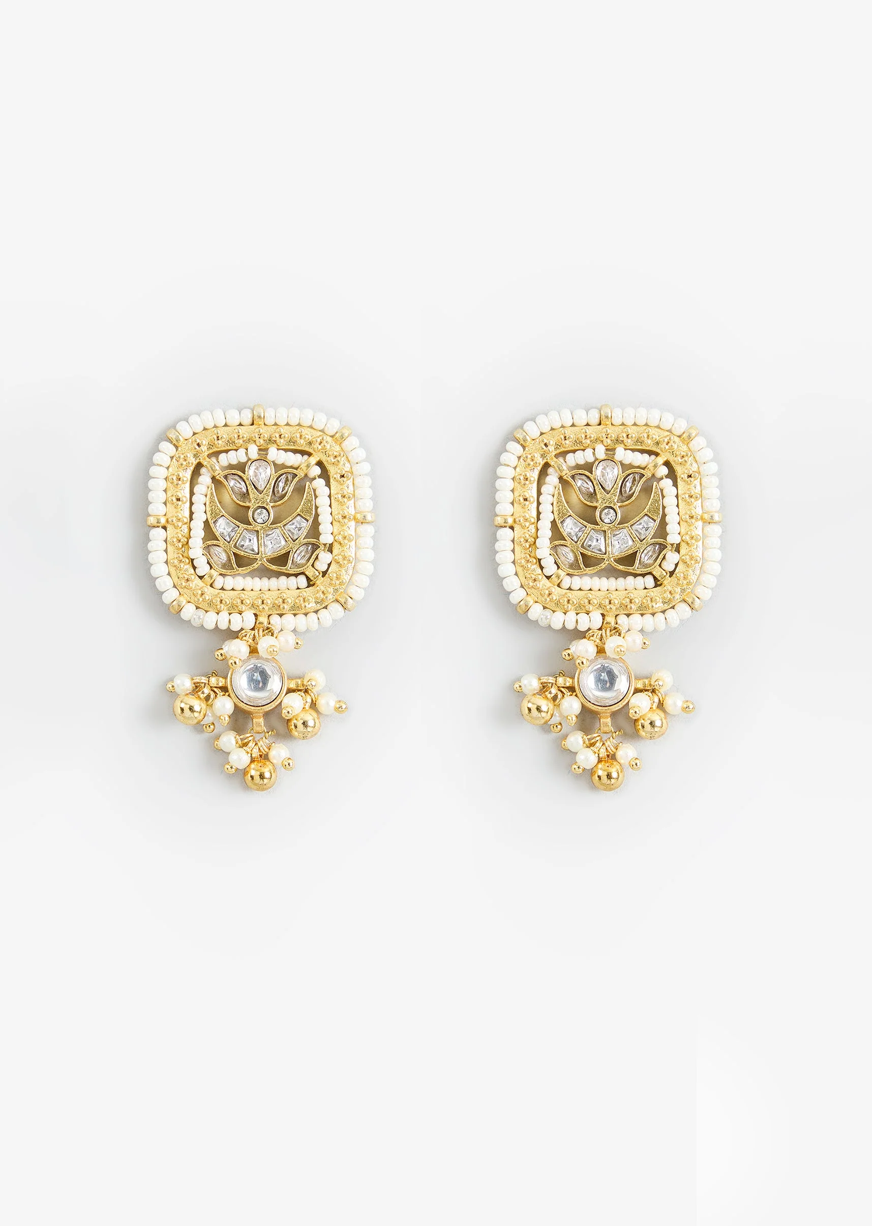 Gold Tone Choker Necklace And Stud Earring Set With Stone Detailing