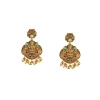 8481-gold-finish-necklace-set-with-temple-style-motifs-and-green-and-pink-simulated-stones-4.webp Gold Finish Necklace Set With Temple Style Motifs And Green and Pink Simulated Stones