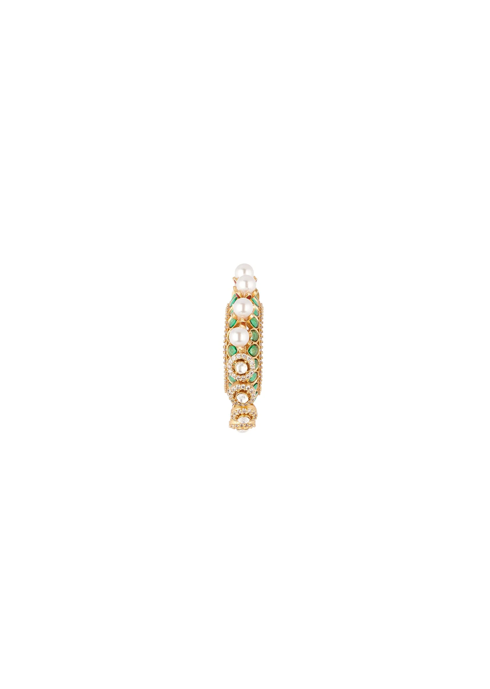 8484-gold-finish-ornate-c-hoop-earrings-with-green-decorative-stones-and-simulated-pearls-2.webp Gold Finish Ornate C Hoop Earrings With Green Decorative Stones and Simulated Pearls