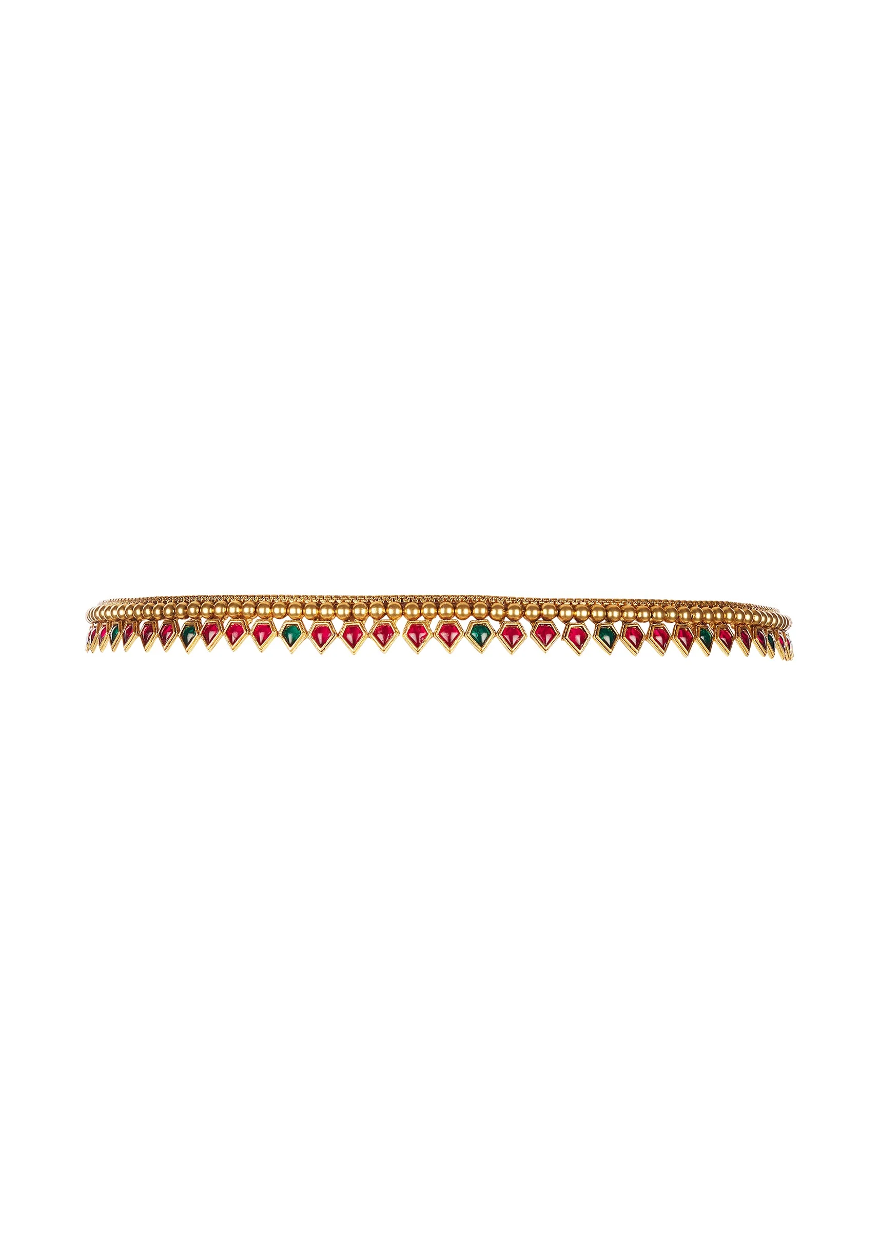 8486-gold-finish-waist-belt-with-temple-style-motifs-and-pink-and-green-simulated-stones-2.webp Gold Finish Waist Belt With Temple Style Motifs And Pink and Green Simulated Stones