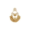 Gold Finish Ornate Chandbali Earrings With Peacock Filigree Detail And Golden Ghungroo Droplets