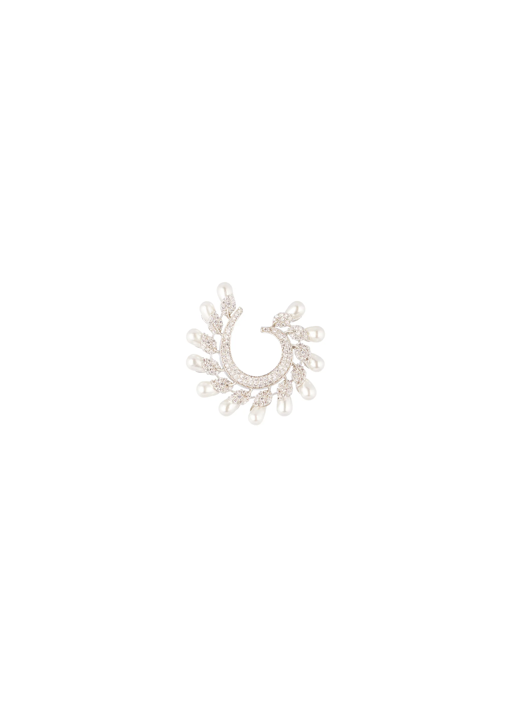 8492-silver-finish-pave-set-c-hoop-earrings-with-white-simulated-pearls-and-clear-crystal-accents-2.webp Silver Finish Pavè Set C Hoop Earrings With White Simulated Pearls and Clear Crystal Accents