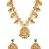 8493-gold-finish-temple-style-necklace-set-with-green-and-pink-simulated-stones-and-zirconia-accents-2.webp Gold Finish Temple Style Necklace Set With Green and Pink Simulated Stones And Zirconia Accents