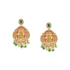 8493-gold-finish-temple-style-necklace-set-with-green-and-pink-simulated-stones-and-zirconia-accents-4.webp Gold Finish Temple Style Necklace Set With Green and Pink Simulated Stones And Zirconia Accents