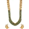 8495-gold-finish-necklace-set-with-traditional-temple-motifs-and-green-simulated-stones-1.webp Gold Finish Necklace Set With Traditional Temple Motifs And Green Simulated Stones