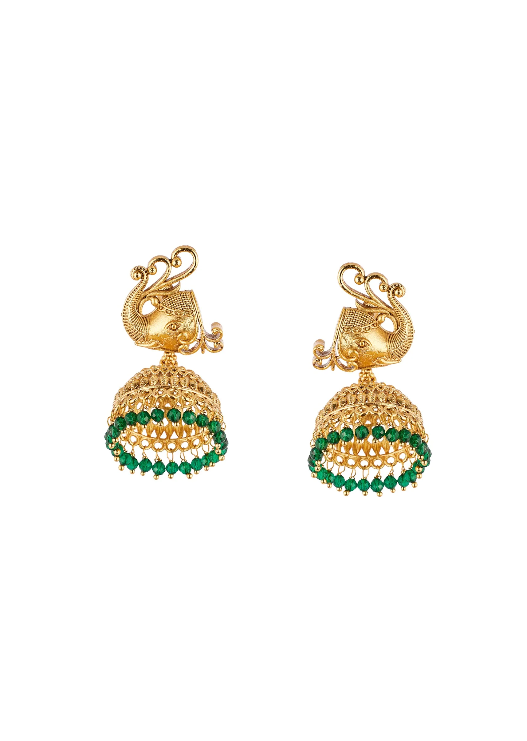 8495-gold-finish-necklace-set-with-traditional-temple-motifs-and-green-simulated-stones-3.webp Gold Finish Necklace Set With Traditional Temple Motifs And Green Simulated Stones