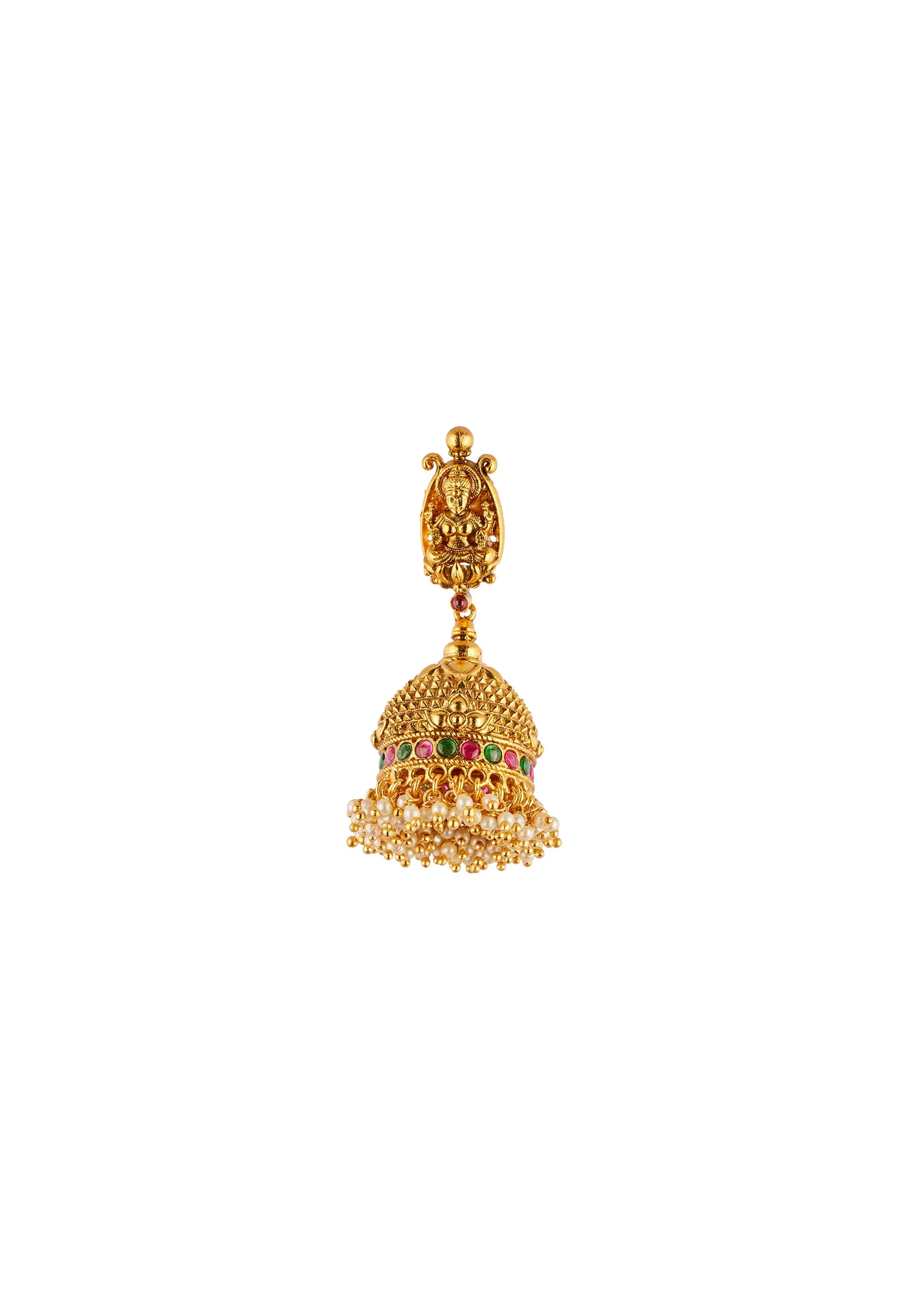 8497-gold-finish-necklace-set-with-traditional-temple-motifs-and-pink-green-and-white-simulated-stones-5.webp Gold Finish Necklace Set With Traditional Temple Motifs And Pink Green and White Simulated Stones