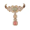 8499-gold-finish-choker-necklace-set-with-large-mint-green-cabochon-pendant-and-pearl-pink-stone-drop-3.webp Gold Finish Choker Necklace Set With Large Mint Green Cabochon Pendant And Pearl Pink Stone Drop