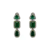 Silver Plated Green Stone Danglers With Crystals Around