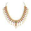 8500-gold-toned-necklace-set-with-intricate-traditional-temple-motifs-and-pink-green-and-white-simulated-stones-3.webp Gold Toned Necklace Set With Intricate Traditional Temple Motifs And Pink Green and White Simulated Stones
