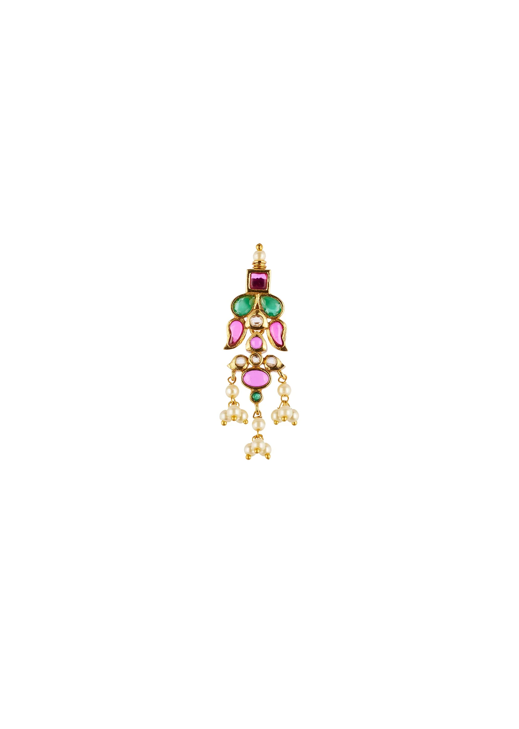 8500-gold-toned-necklace-set-with-intricate-traditional-temple-motifs-and-pink-green-and-white-simulated-stones-5.webp Gold Toned Necklace Set With Intricate Traditional Temple Motifs And Pink Green and White Simulated Stones