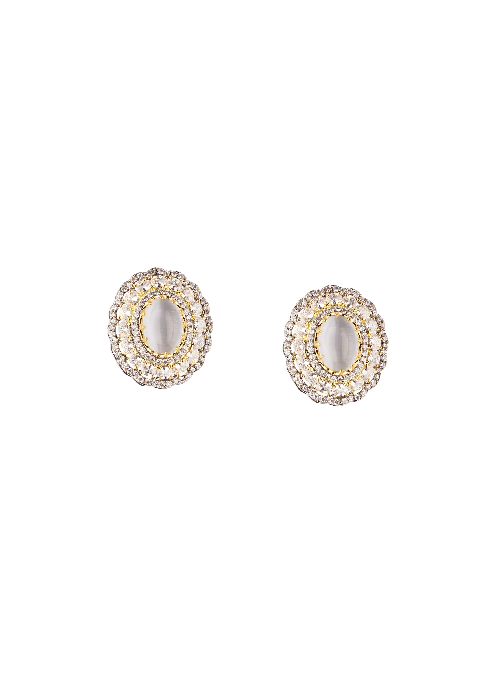 8503-silver-finish-oval-stud-earrings-with-pale-translucent-grey-center-stone-and-dual-tone-pave-set-crystal-border-1.webp Silver Finish Oval Stud Earrings With Pale Translucent Grey Center Stone and Dual Tone Pavé Set Crystal Border