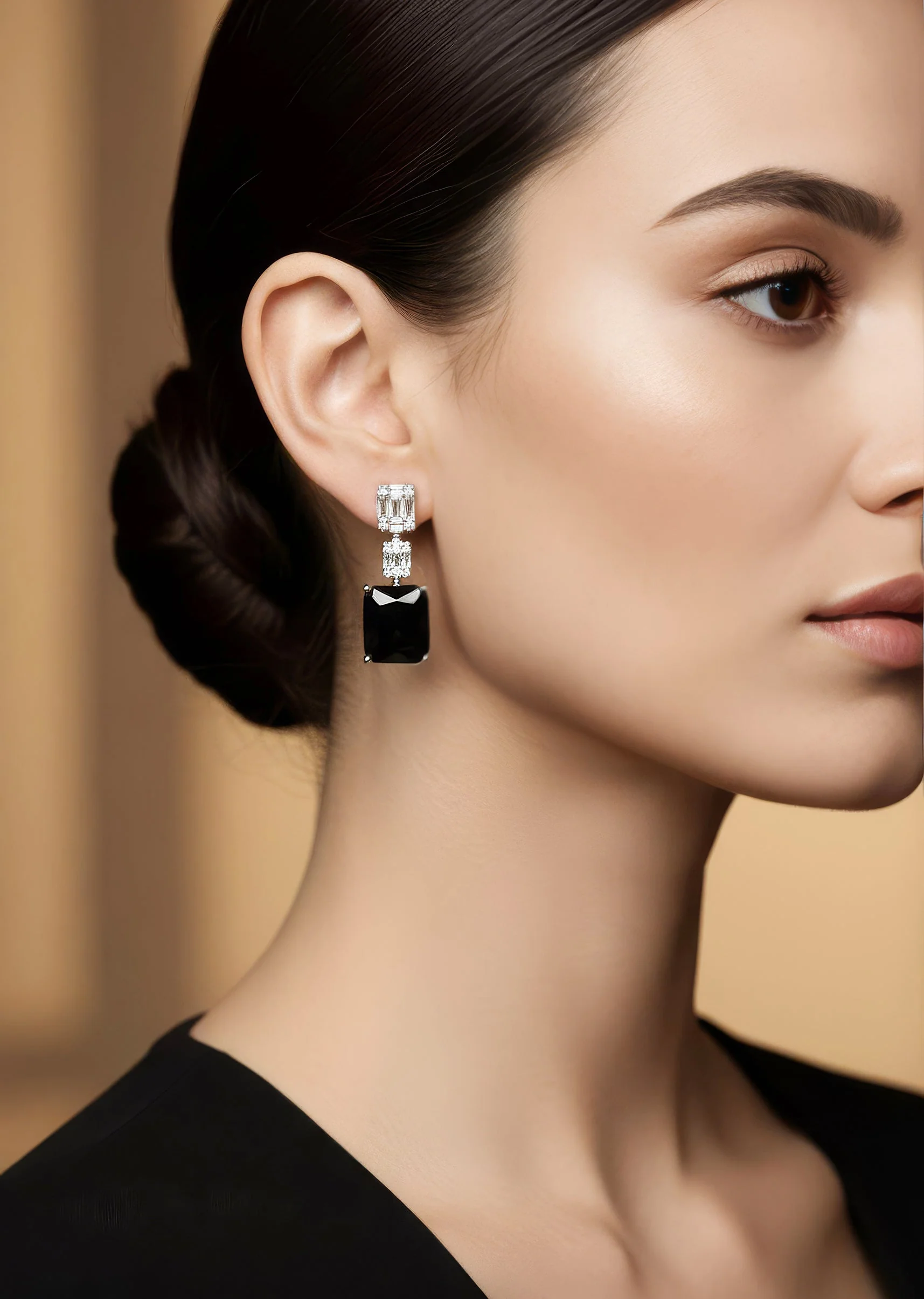 8505-silver-finish-earrings-in-mix-metal-with-modern-pendant-style-and-violet-simulated-onyx-accents-1.webp Silver Finish Earrings In Mix Metal With Modern Pendant Style And Violet Simulated Onyx Accents
