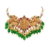 8507-gold-finish-necklace-set-with-intricate-traditional-temple-motifs-and-pink-and-green-simulated-stones-3.webp Gold Finish Necklace Set With Intricate Traditional Temple Motifs And Pink and Green Simulated Stones