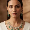 Elegant Green Drop Kundan Necklace Set