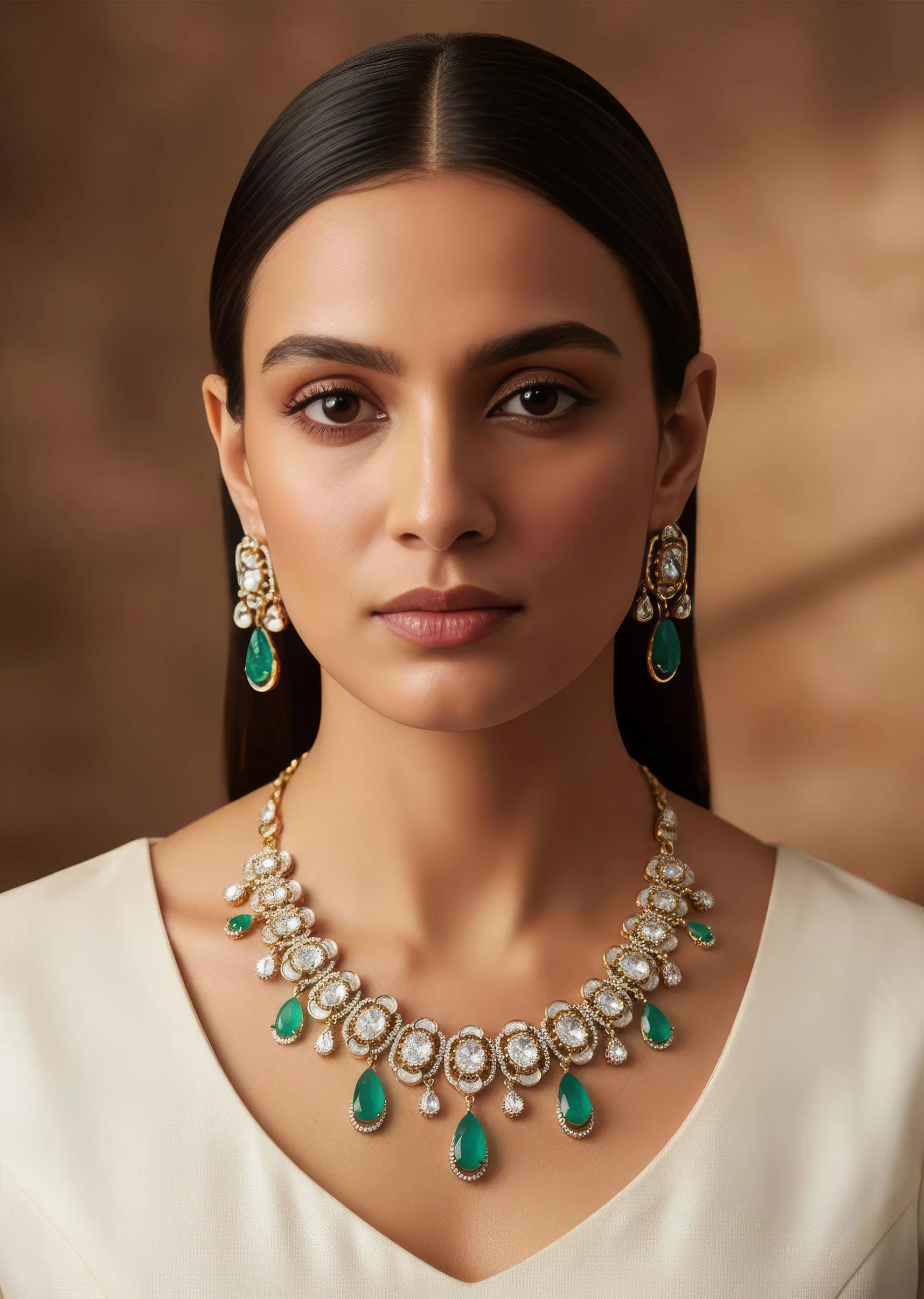 Elegant Green Drop Kundan Necklace Set