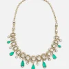 Elegant Green Drop Kundan Necklace Set