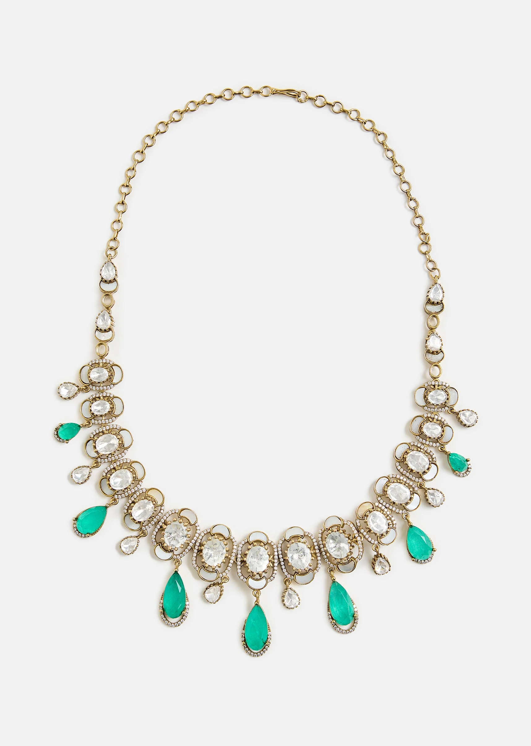 Elegant Green Drop Kundan Necklace Set