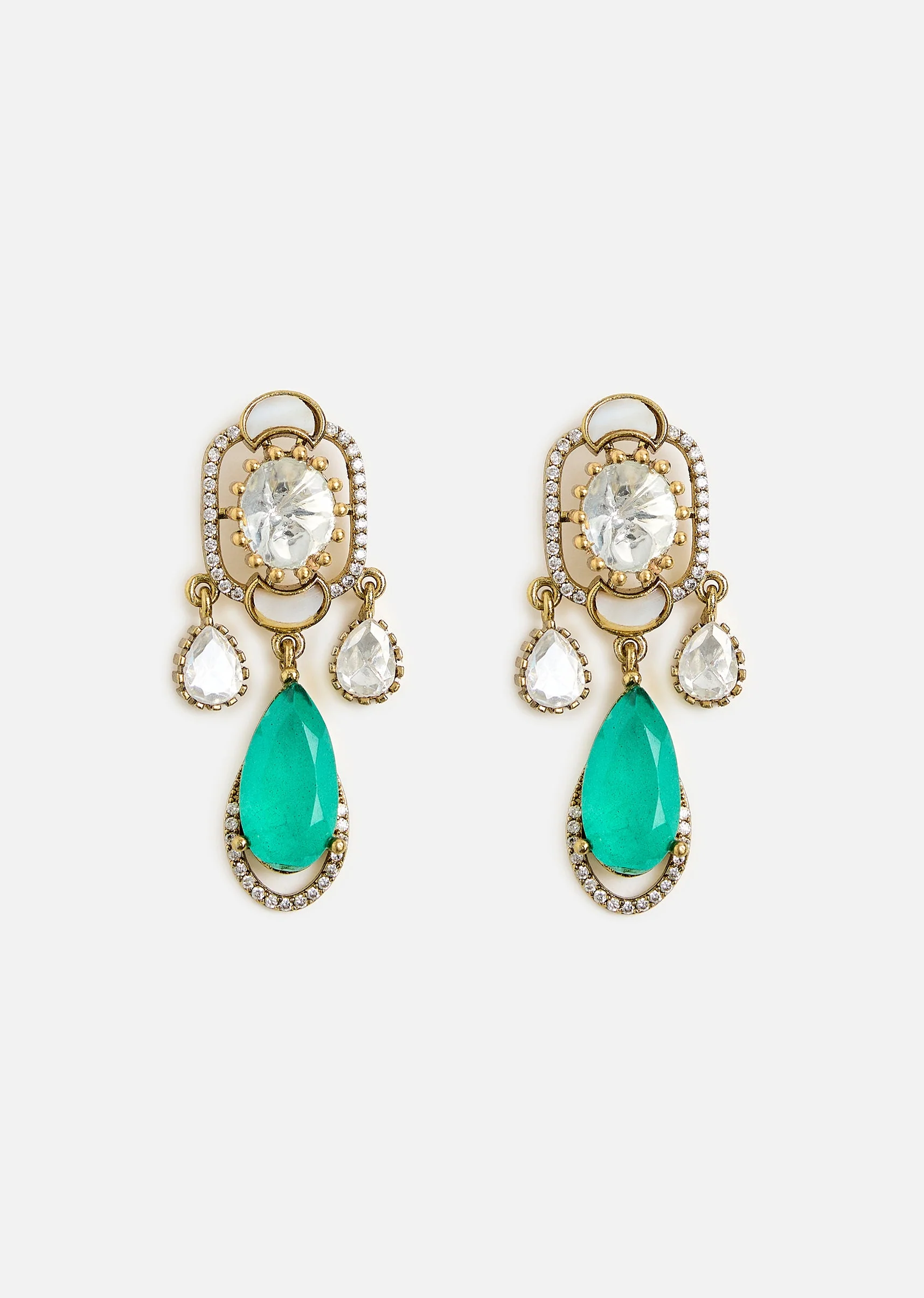 Elegant Green Drop Kundan Necklace Set