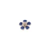 Silver Finish Floral Cluster Stud Earrings With Blue Simulated Stones and Clear Accents