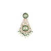 8511-gold-finish-chandelier-earrings-in-polki-with-simulated-pearls-and-green-beaded-accents-3.webp Gold Finish Chandelier Earrings In Polki With Simulated Pearls and Green Beaded Accents