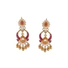 8513-gold-finish-earrings-in-chandbali-style-with-kundan-and-pink-stone-and-pearl-detailing-2.webp Gold Finish Earrings In Chandbali Style With Kundan And Pink Stone And Pearl Detailing