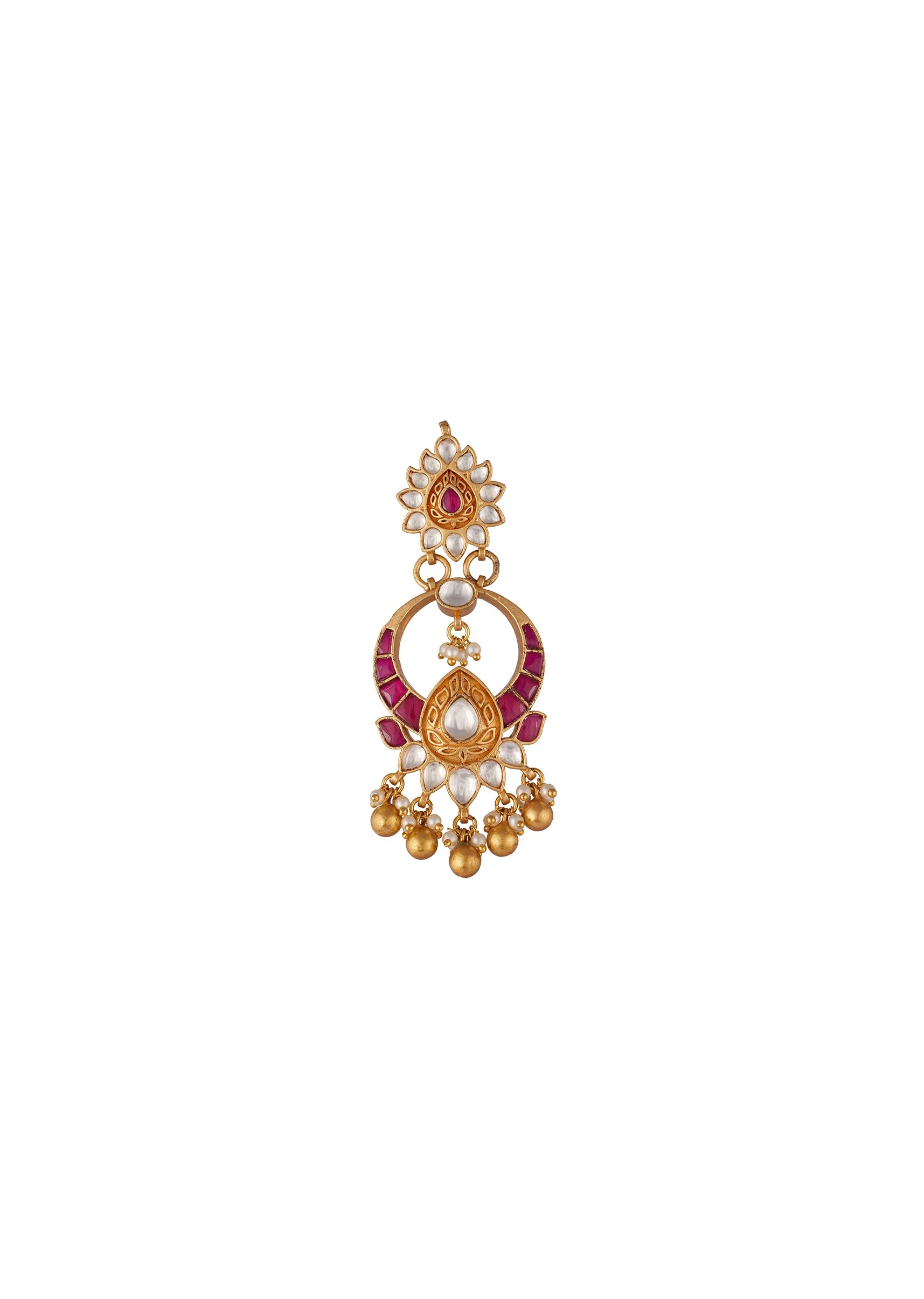 8513-gold-finish-earrings-in-chandbali-style-with-kundan-and-pink-stone-and-pearl-detailing-3.webp Gold Finish Earrings In Chandbali Style With Kundan And Pink Stone And Pearl Detailing
