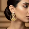 8514-gold-finish-statement-earrings-with-floral-vine-motif-in-white-kundan-and-ornate-filigree-work-1.webp Gold Finish Statement Earrings With Floral Vine Motif In White Kundan And Ornate Filigree Work