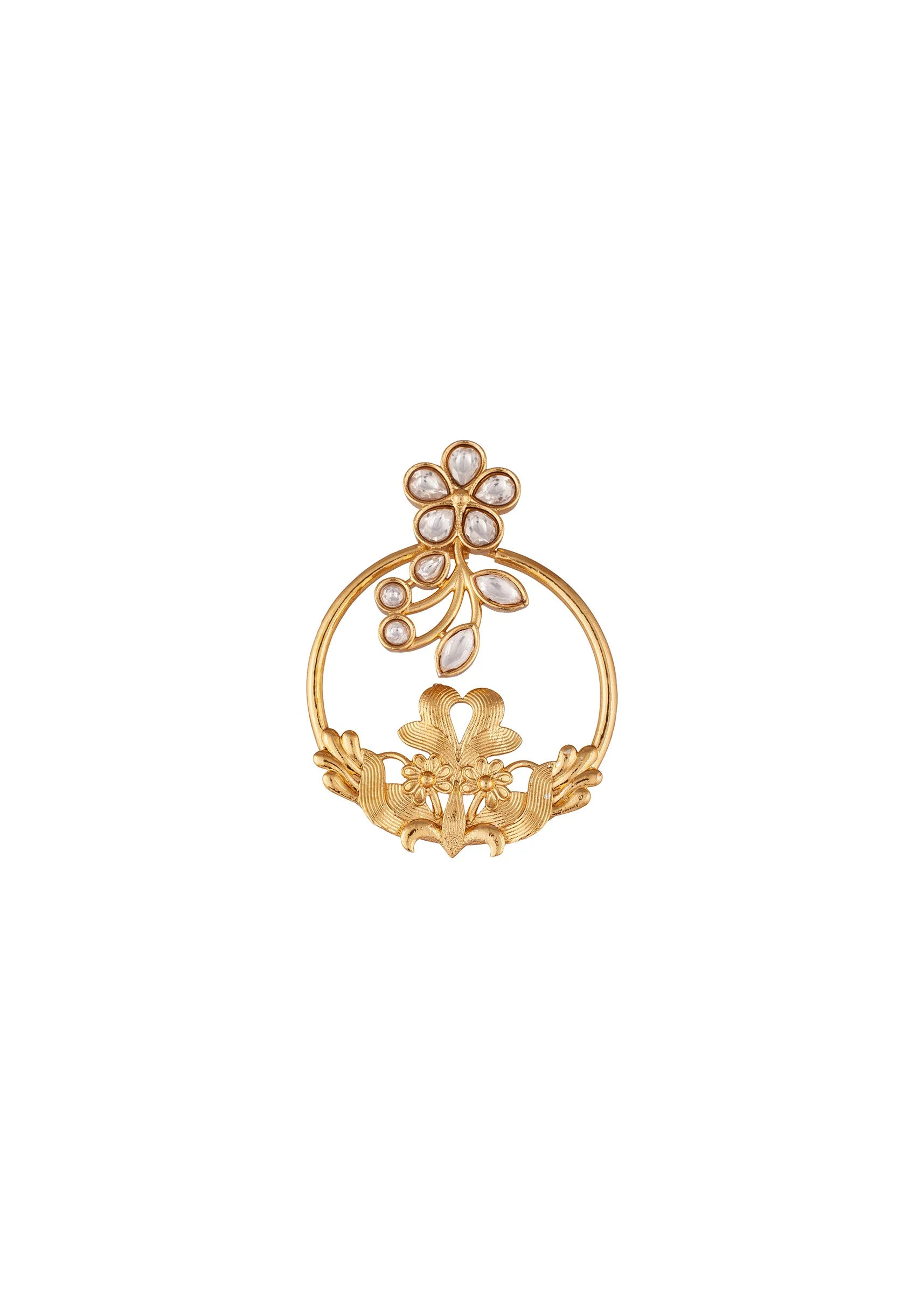8514-gold-finish-statement-earrings-with-floral-vine-motif-in-white-kundan-and-ornate-filigree-work-3.webp Gold Finish Statement Earrings With Floral Vine Motif In White Kundan And Ornate Filigree Work