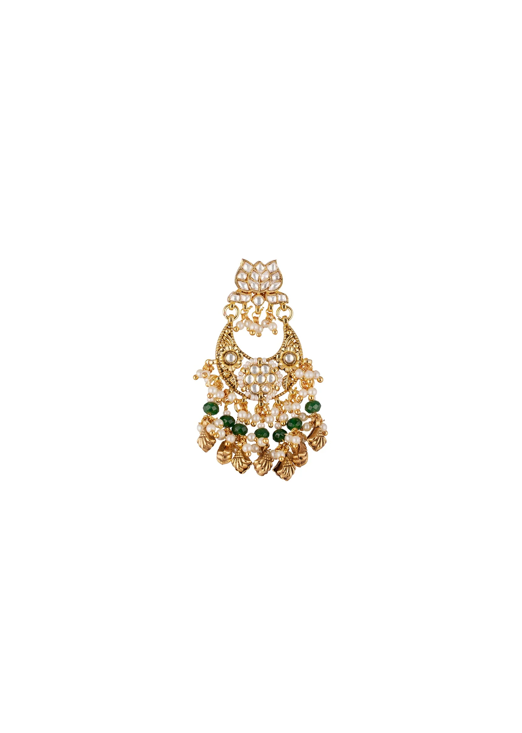 8516-gold-finish-earrings-in-chandelier-style-with-kundan-and-green-stone-and-pearl-detailing-3.webp Gold Finish Earrings In Chandelier Style With Kundan And Green Stone And Pearl Detailing