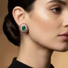 8519-gold-toned-earrings-in-statement-style-with-emerald-and-cubic-zirconia-and-pink-stone-detailing-1.webp Gold Toned Earrings In Statement Style With Emerald And Cubic Zirconia And Pink Stone Detailing