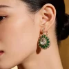 Emerald Green Round Drop Earrings