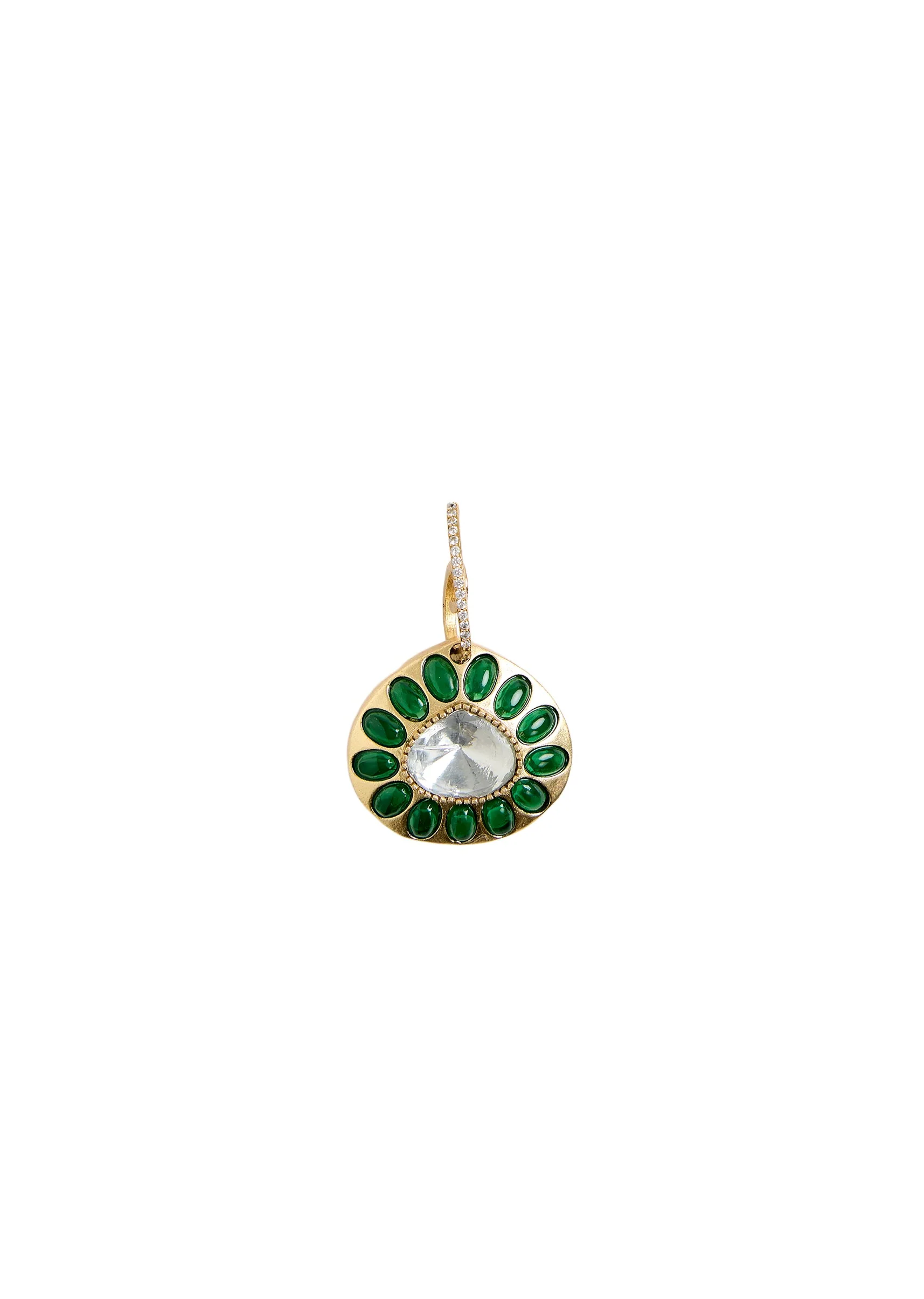 Emerald Green Round Drop Earrings