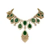 8522-green-and-gold-anti-tarnish-finish-cz-diamond-necklace-set-in-rhodium-plated-brass-2.webp Green and Gold Anti Tarnish Finish CZ Diamond Necklace Set in Rhodium Plated Brass