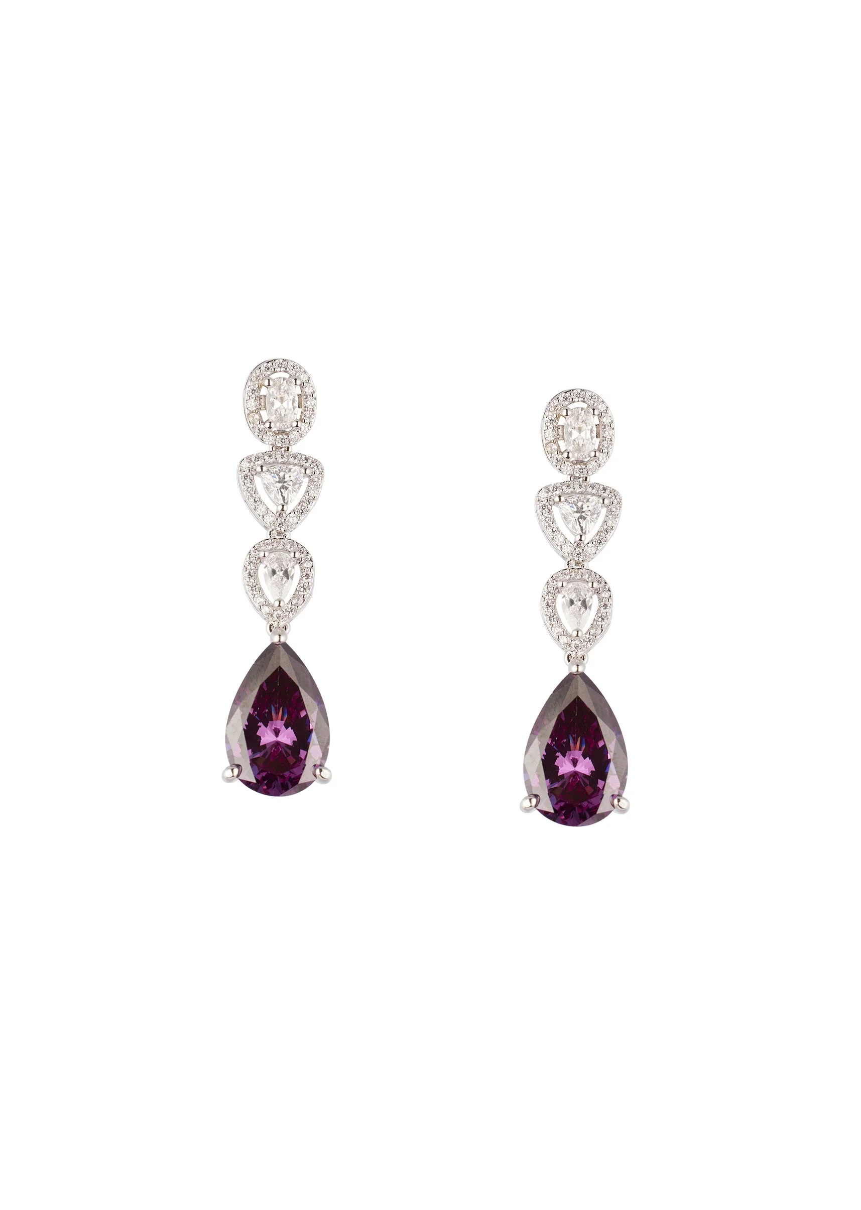 8525-silver-finish-earrings-in-mix-metal-with-modern-pendant-style-and-purple-simulated-stone-accents-2.webp Silver Finish Earrings In Mix Metal With Modern Pendant Style And Purple Simulated Stone Accents
