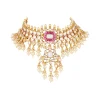 8526-gold-finish-kundan-choker-necklace-set-with-pink-white-stones-and-heavy-pearl-danglers-2.webp Gold Finish Kundan Choker Necklace Set With Pink White Stones And Heavy Pearl Danglers