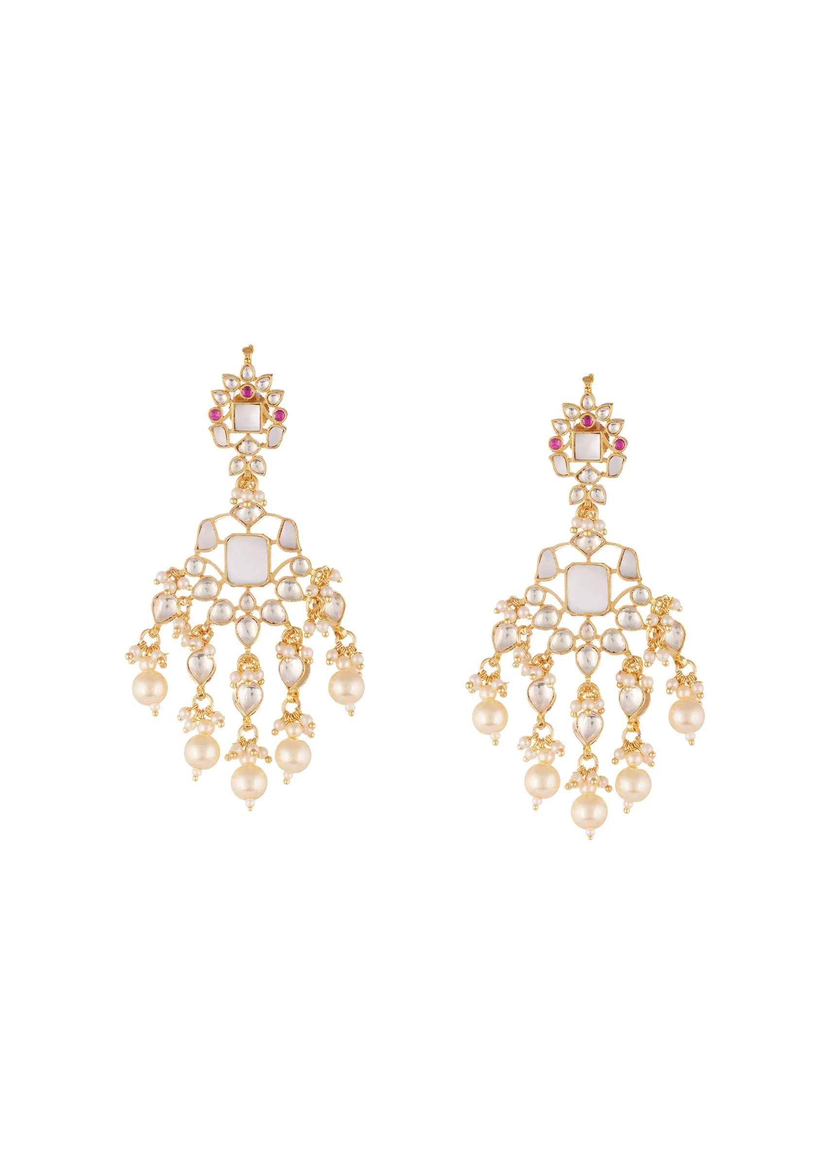 8526-gold-finish-kundan-choker-necklace-set-with-pink-white-stones-and-heavy-pearl-danglers-3.webp Gold Finish Kundan Choker Necklace Set With Pink White Stones And Heavy Pearl Danglers