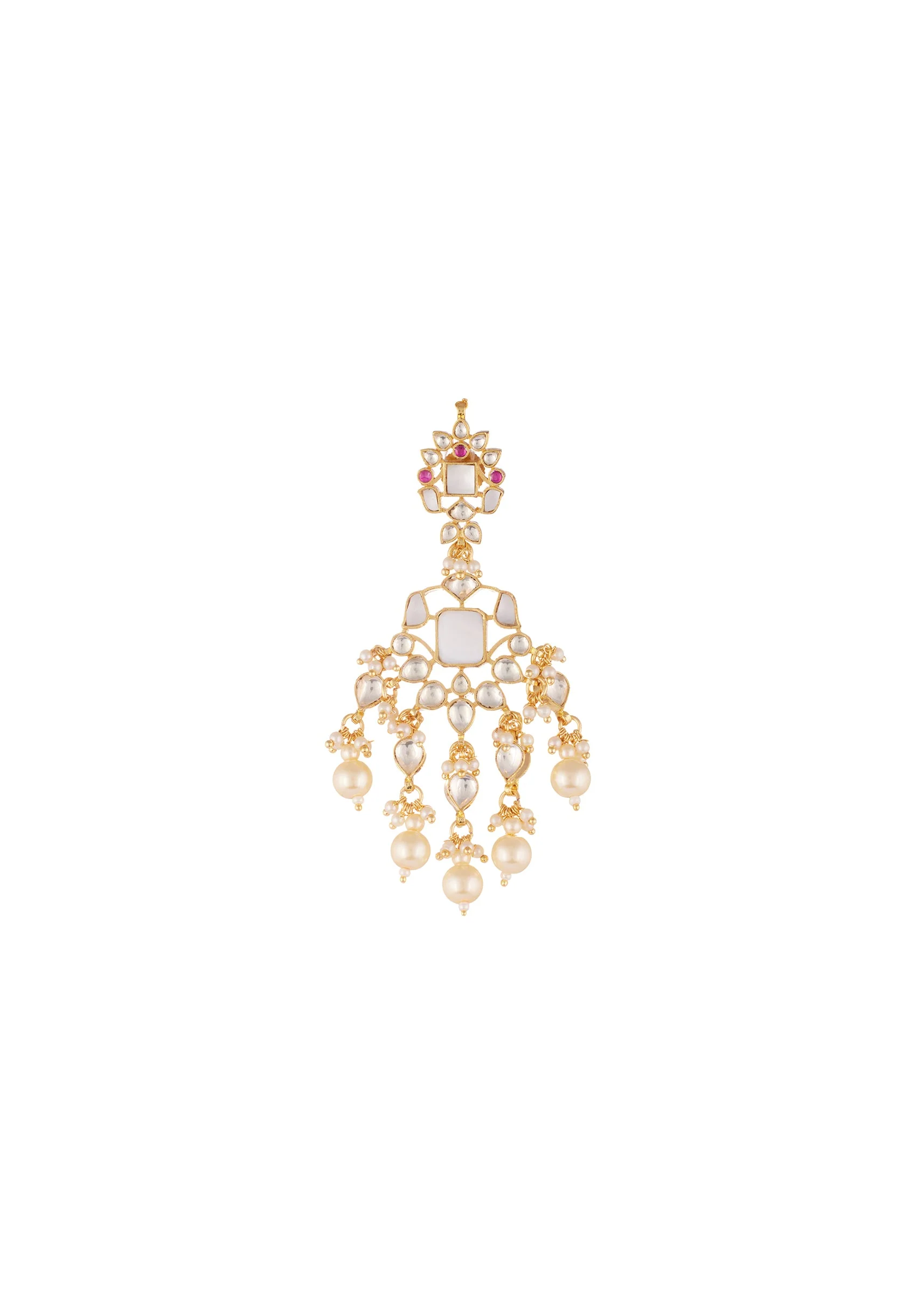 8526-gold-finish-kundan-choker-necklace-set-with-pink-white-stones-and-heavy-pearl-danglers-4.webp Gold Finish Kundan Choker Necklace Set With Pink White Stones And Heavy Pearl Danglers