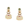 Gold Finish Choker Necklace Set With Kundan Enamel Floral Motifs And Green Red Accents